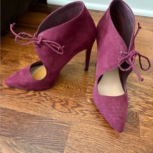 Aldo Burgundy Lace-Up Suede Heels